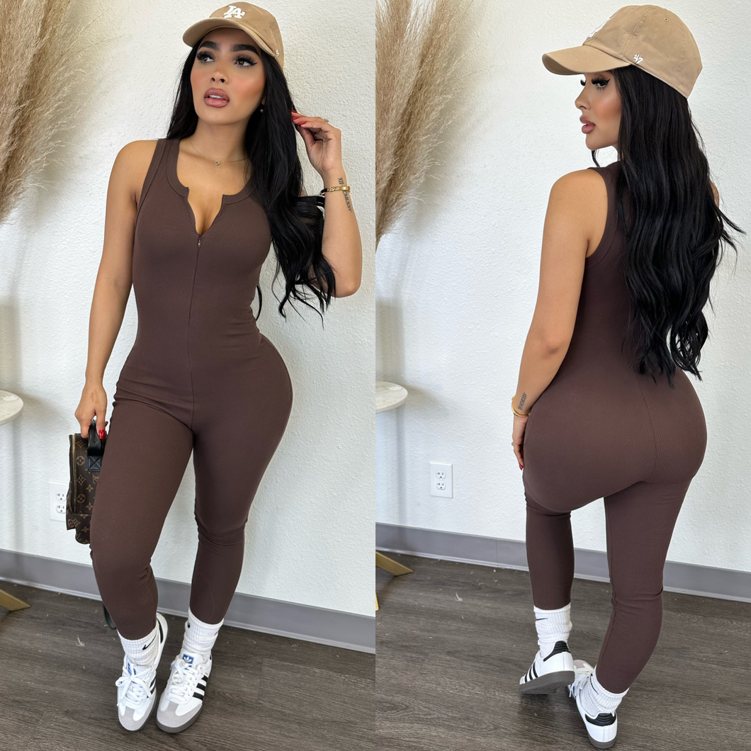 Give me curves Brown Jumpsuit