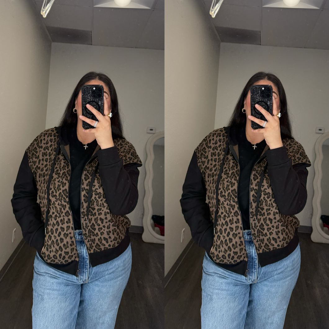 Leopard Zip up Hoodie