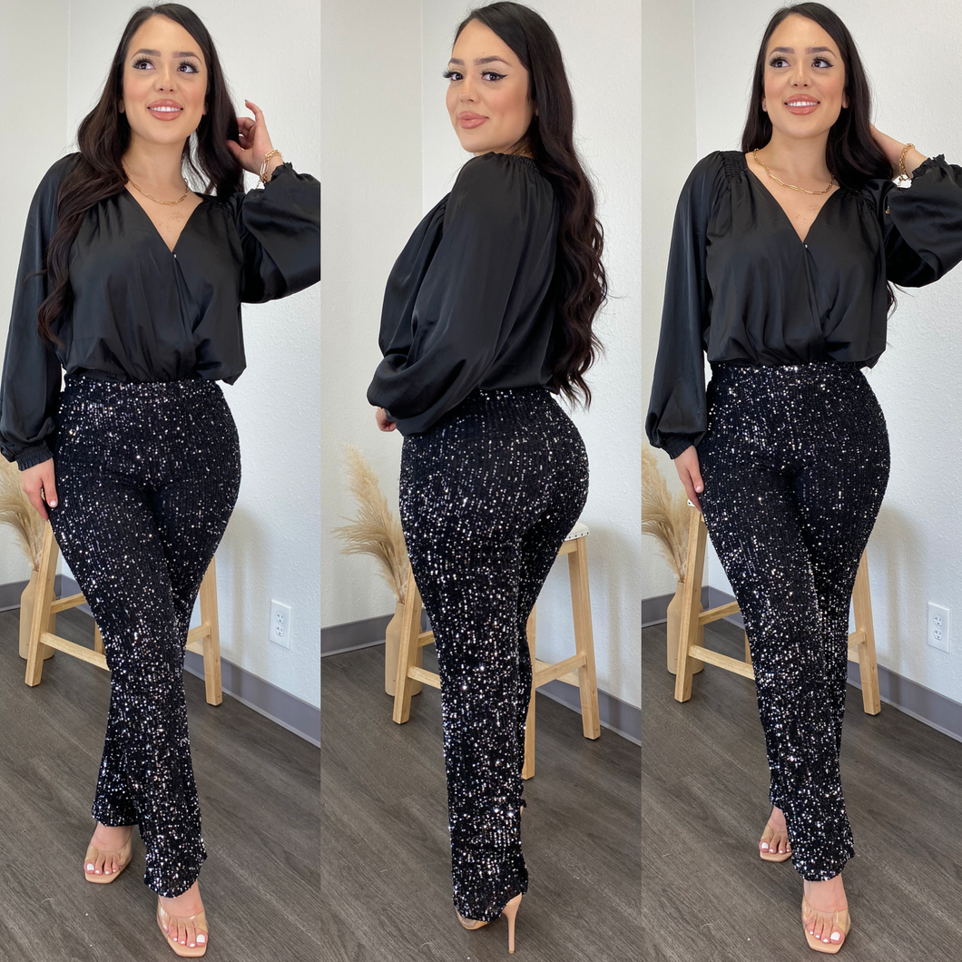 Galina Sequin  black pants